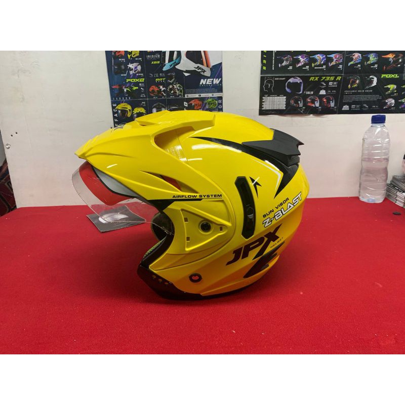 Helm half face JPX Z Blast kuning Lemon