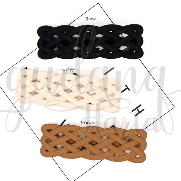 Jepit Rambut Simple Earth Braid Square Hairclip Motif Kotak Polos GH 213331