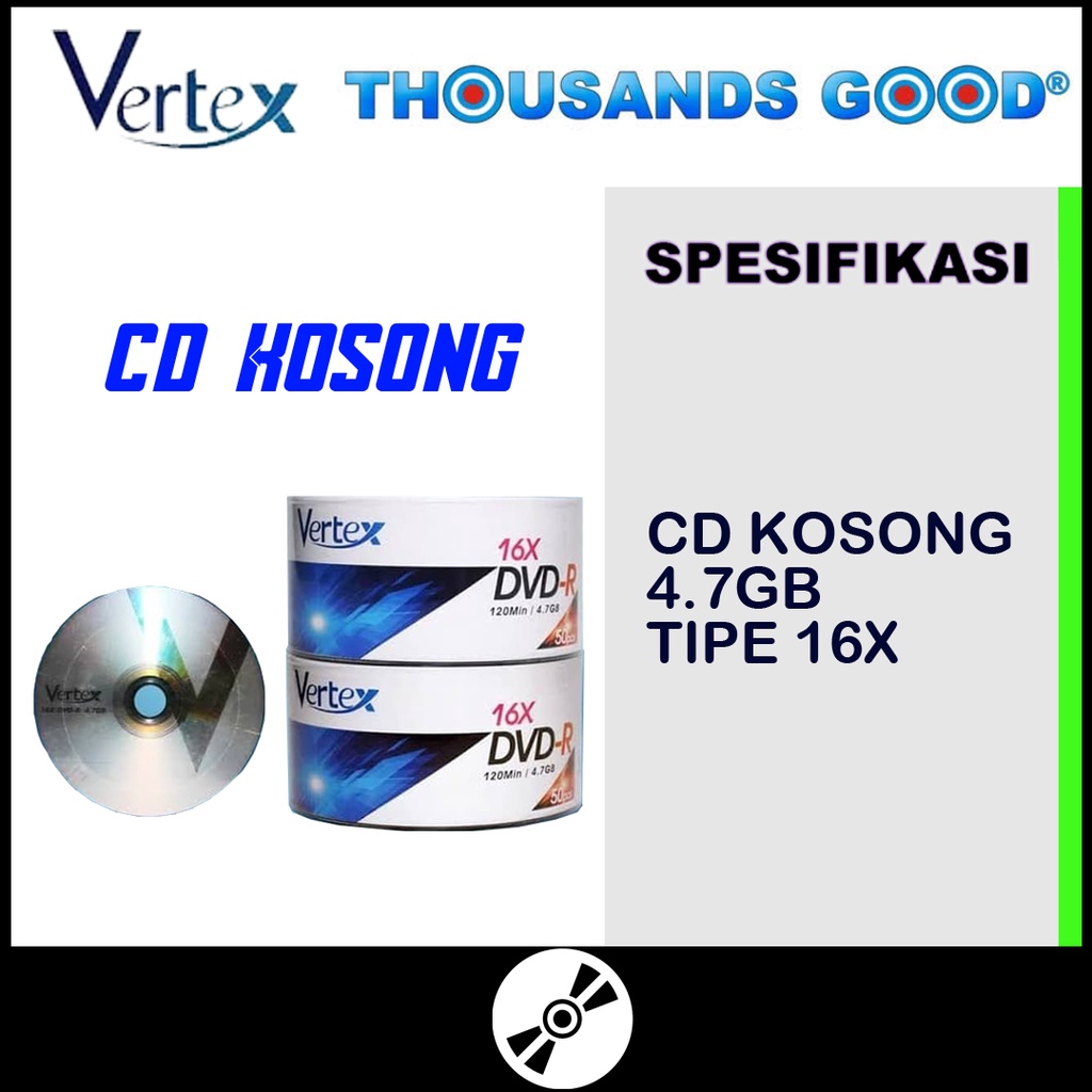 DVD-R Vertex 4.7GB / DVD Kosong / Disc Dvd CD Blank Eceran Kepingan