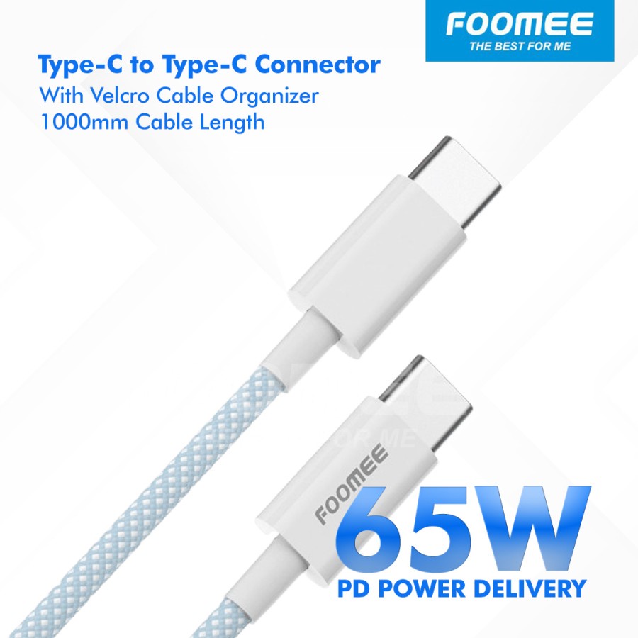 Kabel Data Type C to Type C FOOMEE FD105-C Kabel PD C to C 65W 100CM Fast Charger