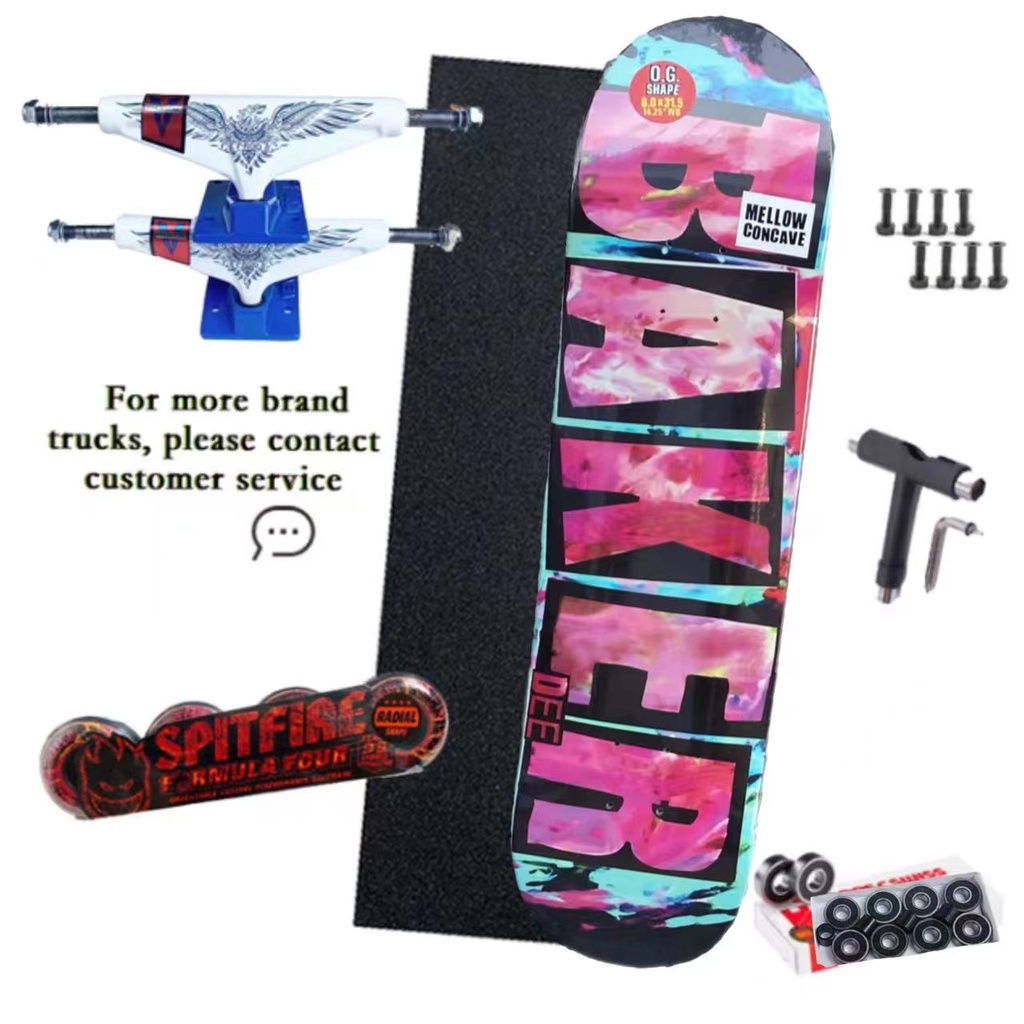 Set Roda skateboard 8 &quot;147&quot; / 5.25 &quot;Dengan grip Tape grizzly