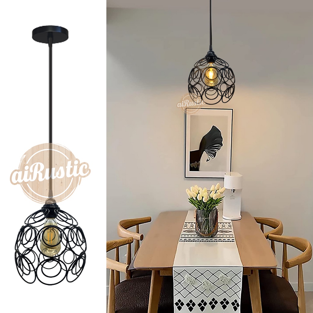 aiRustic - Lampu gantung minimalis vintage bola ring dekorasi rumah