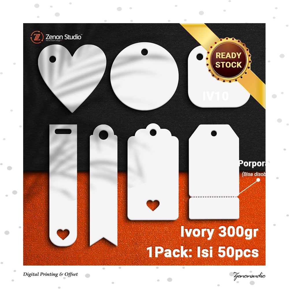 

[50pcs] Hangtag Ivory Polos Tebal Blank Card Porporasi Ready Stock
