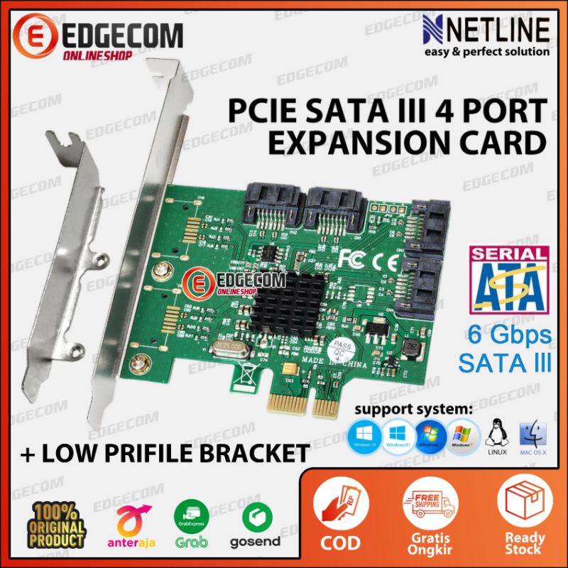 PCIE PCI EXPRESS SATA 3 4 Port High Speed 6Gbps With Low Profile