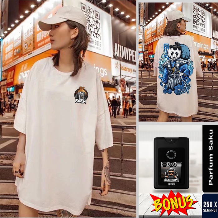 OVERSIZE T SHIRT SAMURAI PANDA CHAOZ KAOS JEPANG PANDA BIG SIZE UP 5XL