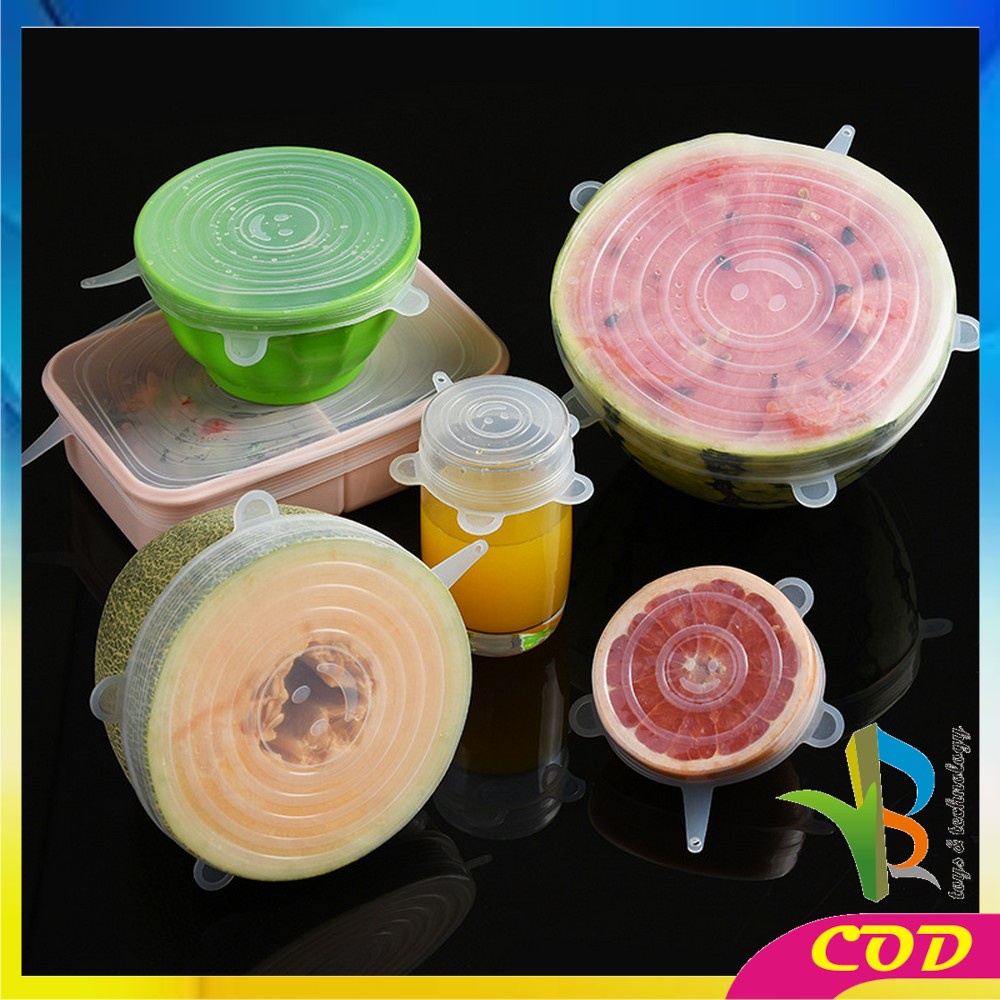 RB-C143 Penutup Wadah Makanan 6IN1 Food Cover Penutup Mangkok / Gelas Anti Tumpah Silikon Elastis