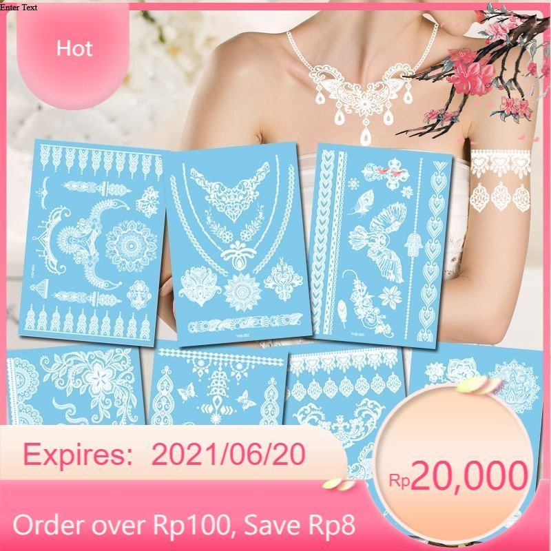 mahkota Henna tangan warna putih untuk pengantin wanita banyak variasi jessika