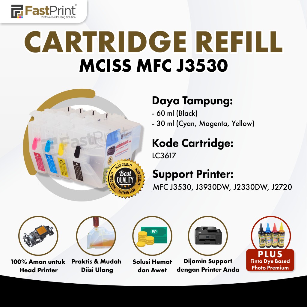 Cartridge MCISS Compatible Printer J3530 J3930 J2330 J2720 Plus Tinta