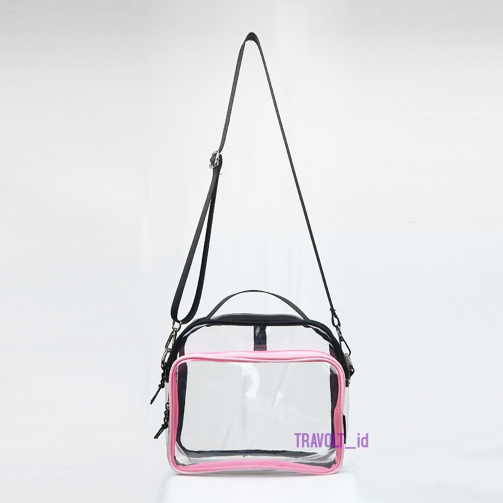 Premium Sling Bag 3 in1 - Travolt - Special Edition BLack-PINK color- Tas PVC Mika tebal - Tas Konser KPOP