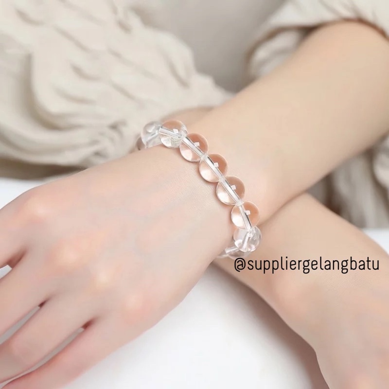 gelang batu kristal healing CLEAR QUARTZ  8mm 10mm bening natural akik