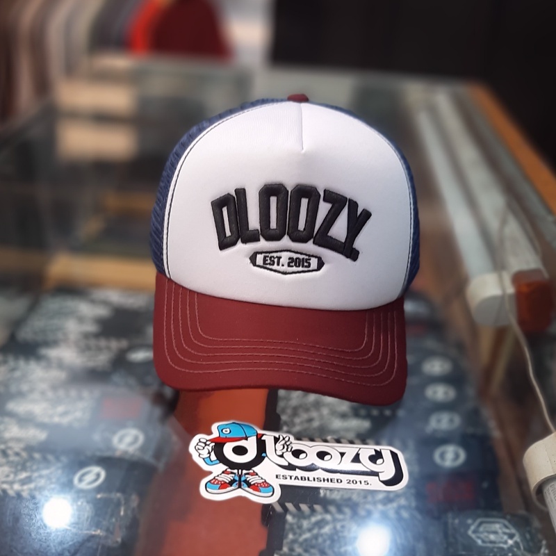 Topi Jaring Pria DLOOZY Trucker Hats Putih Maroon Navy Caps