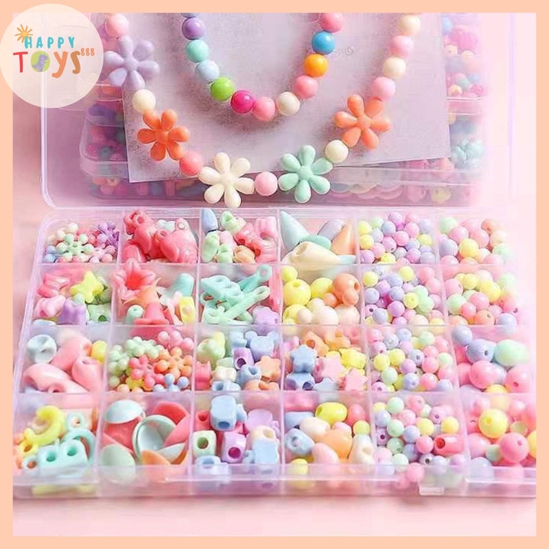 HAPPYTOYS.888 #A77 3D BEADED DIY / MERONCE MANIK-MANIK 3D DIY BAHAN PLASTIK DENGAN TALI / MAINAN EDUKATIF MERONCE GELANG KALUNG