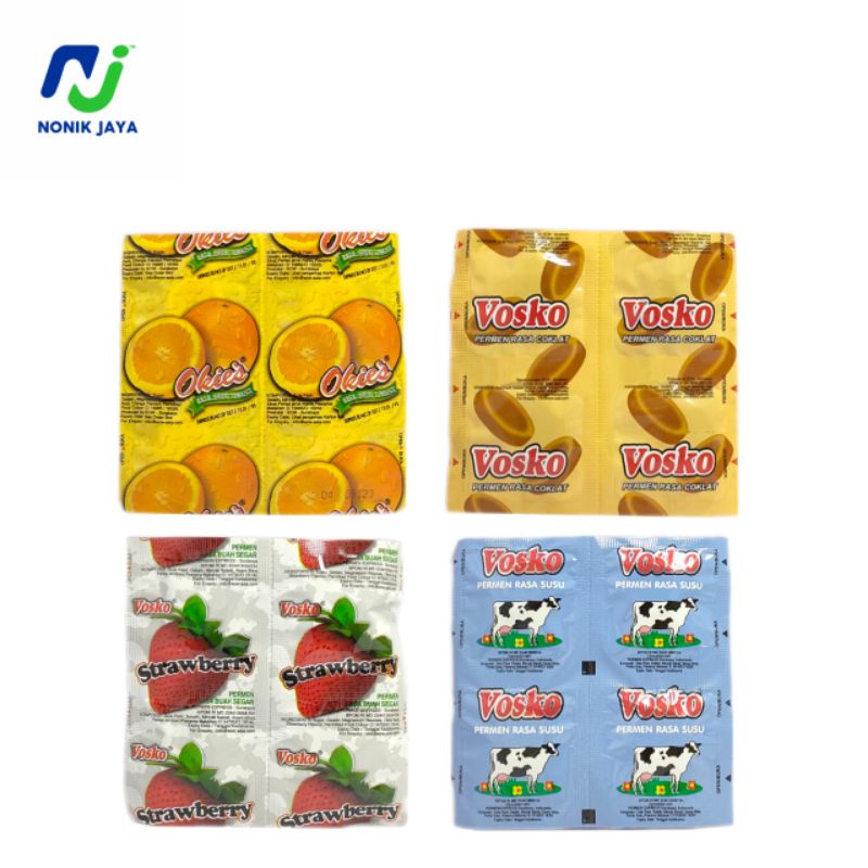 Permen Vosko Susu/Jeruk/Stroberi/Coklat isi 20 pcs