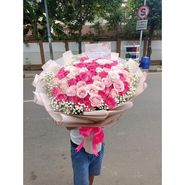 BUKET JUMBO MURAH - BUKET MAWAR - BUKET BESAR MURAH - BUKET MAWAR PINK