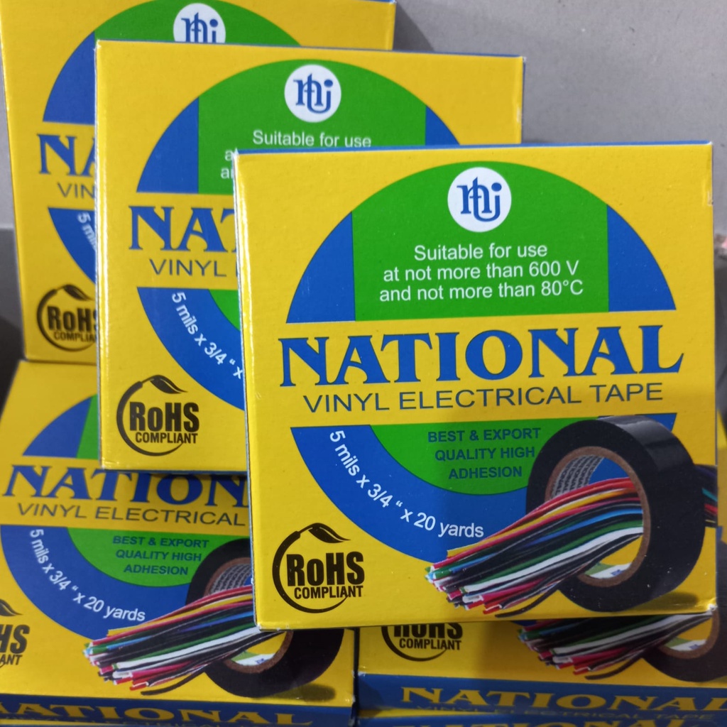 GROSIR Isolasi Listrik National Nasional Hitam 3/4 " INCI 20 yard Selotip Solasi Vinyl Original 100%