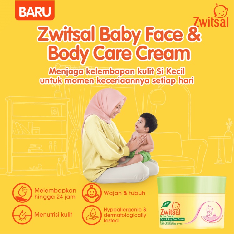 Zwitsal Baby Face &amp; Body Care Cream / Krim Bayi - 50g