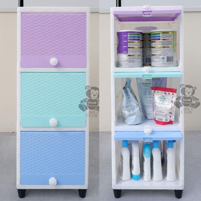 

Lemari cabinet plastik serbaguna club flip susun 3 SINGLE stock ready