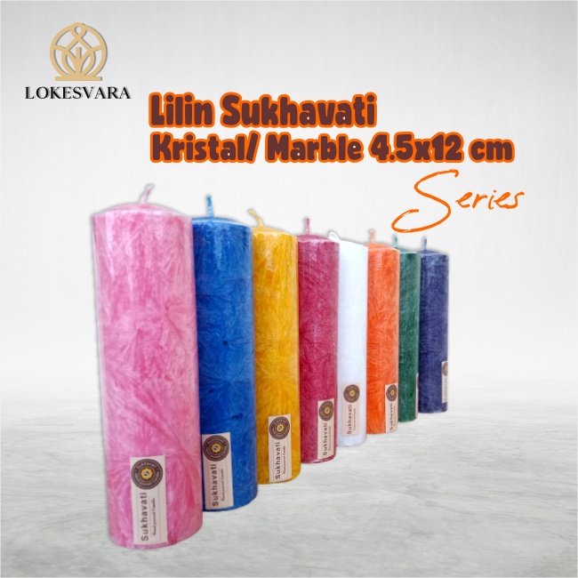 Lilin Sembahyang | Lilin Dekorasi Stearin Kristal / Marble Sukhavati 4.5x12cm