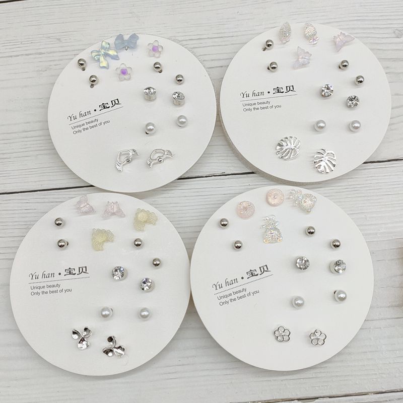 Grosir 7-Piece Set Anting Set Acak Versi Korea Siswa Sederhana 7pasang Minggu Anting Kecil Indah Influencer Anting