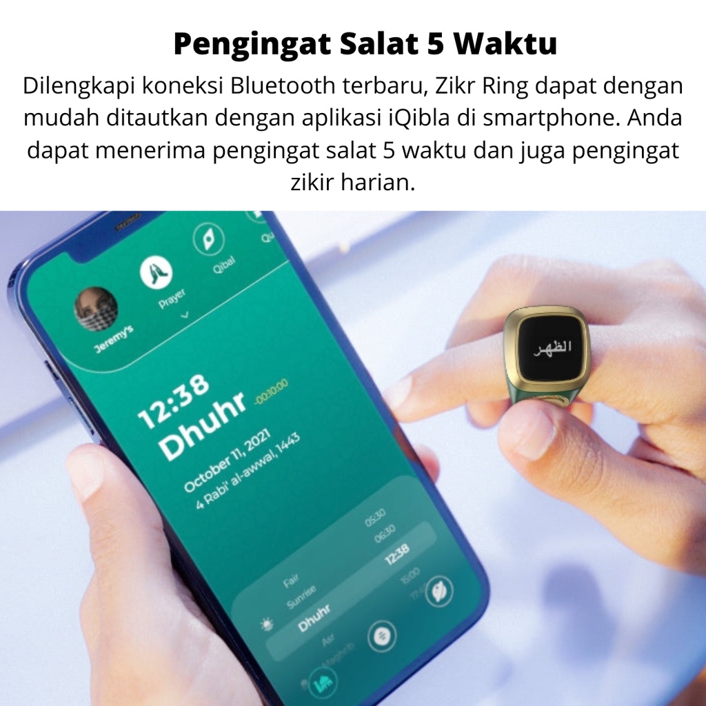 Zikr Ring Alloy PRO iQibla Cincin Tasbih Digital Premium