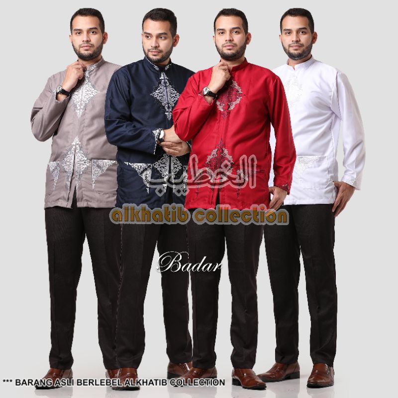 KOKO BADAR BORDIR KATUN PREMIUM WARNA LENGAN PANJANG SAKU DEPAN ALKHATIB COLLECTION DEWASA S M L XL 