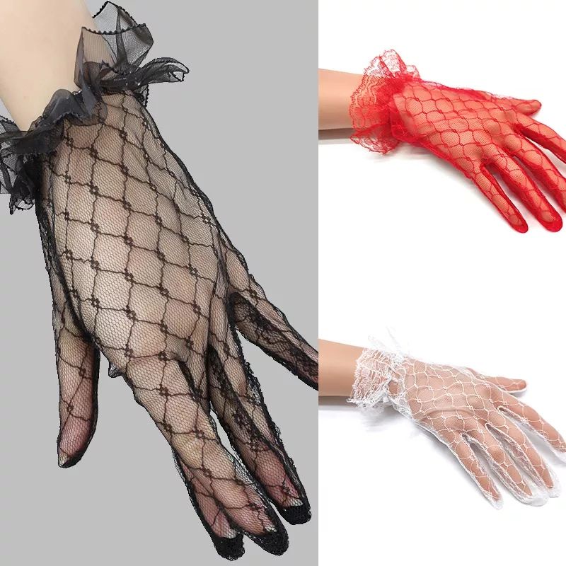 Sarung tangan pendek pengantin renda jaring short lace wedding gloves