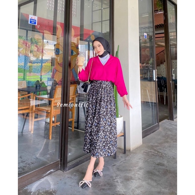 Rok payung // korean style // bawahan wanita // bawahan bermotif