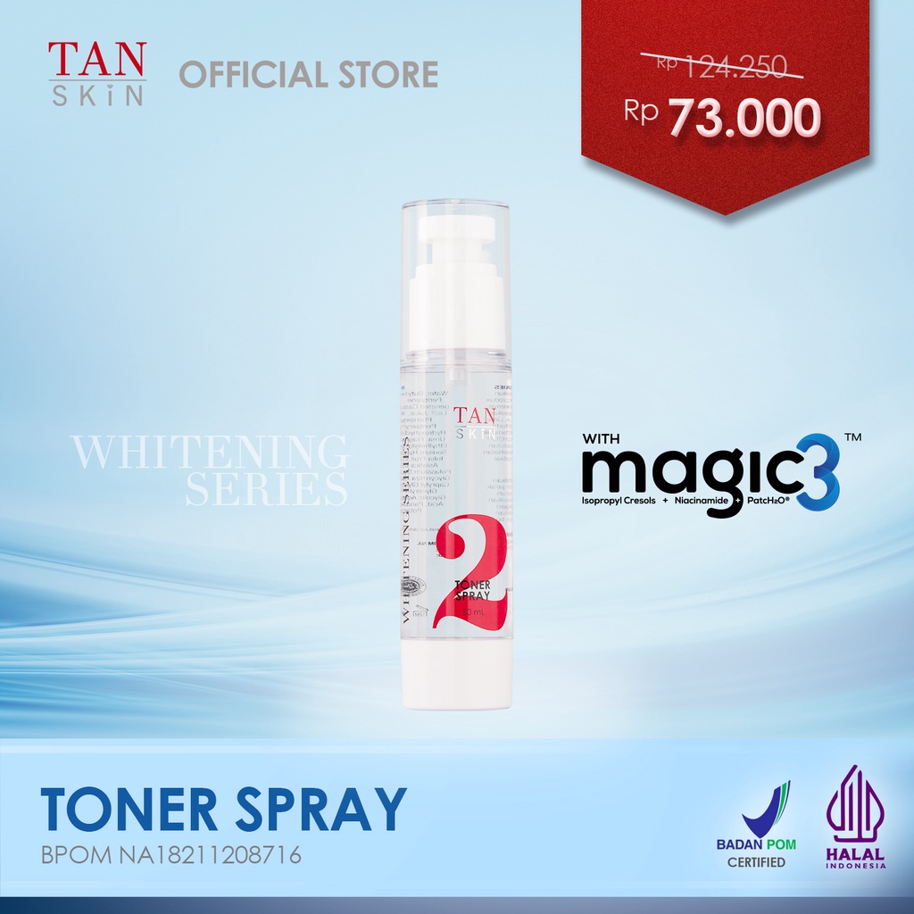Tan Skin Original Whitening Series Toner Spray Wajah untuk Cewek Cowok Skincare BPOM Halal