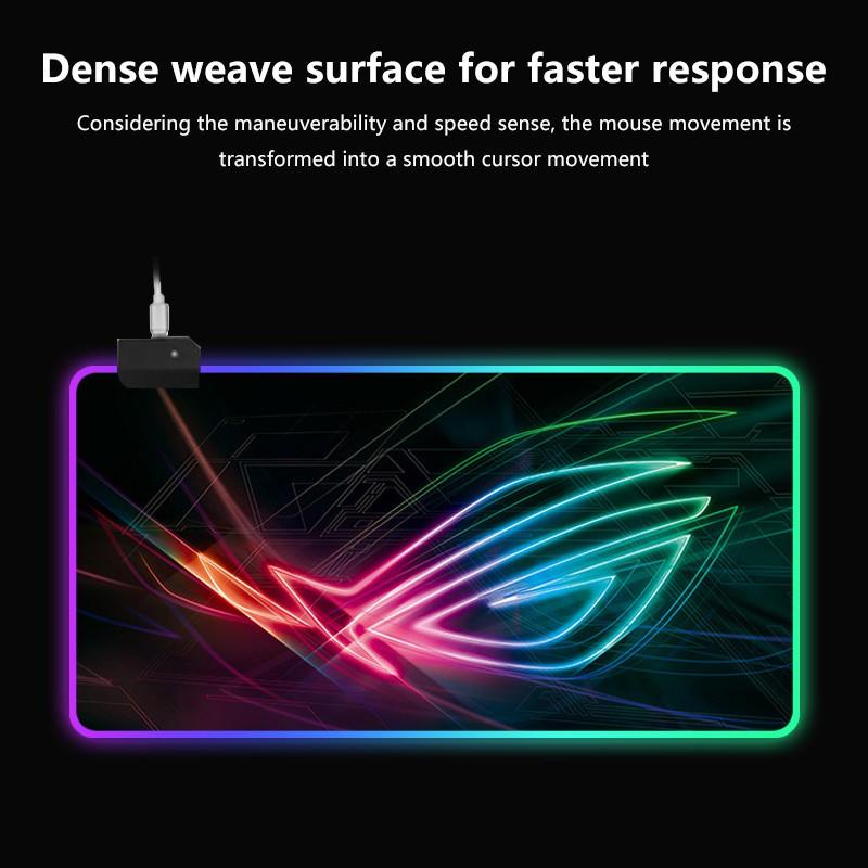 Mouse Pad Gaming RGB XL 40X90 cm Colorful LED Anti-Slip Rubber Base USB Cable HematHub