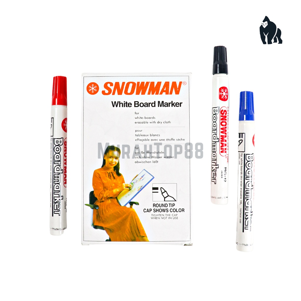 

Snowman Whiteboard Marker BG-12 / Spidol Papan Tulis Bisa Hapus Hitam Merah Biru / 100% Original [PER PCS]