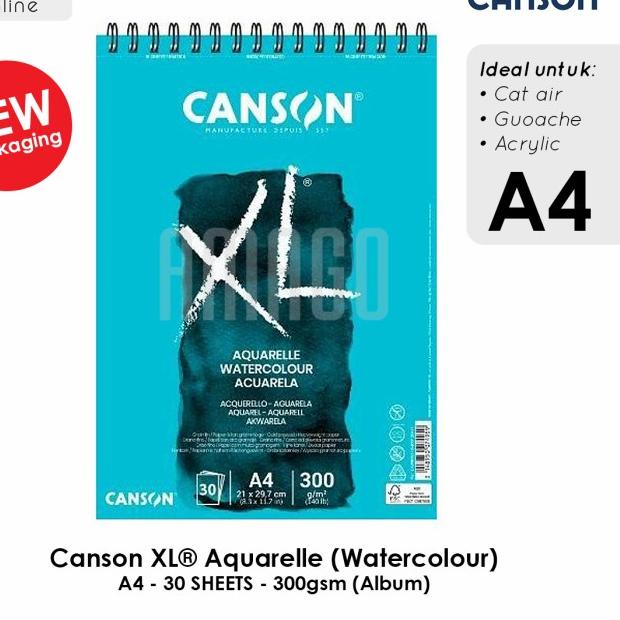 

CANSON XL - AQUARELLE - 30 SHEETS - A4 - 300G (ALBUM) - 400039170
