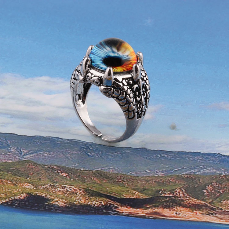Cincin Desain Mata Iblis Gaya Retro Punk Hip-Hop Eropa Amerika Untuk Pria