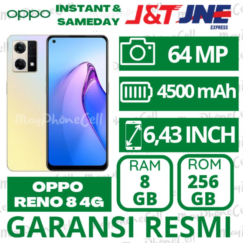 Oppo Reno 8 4G Ram 8GB Internal 256GB 8/256 GB Opoo Opo Handphone Baru New Bergaransi Resmi Murah Pr