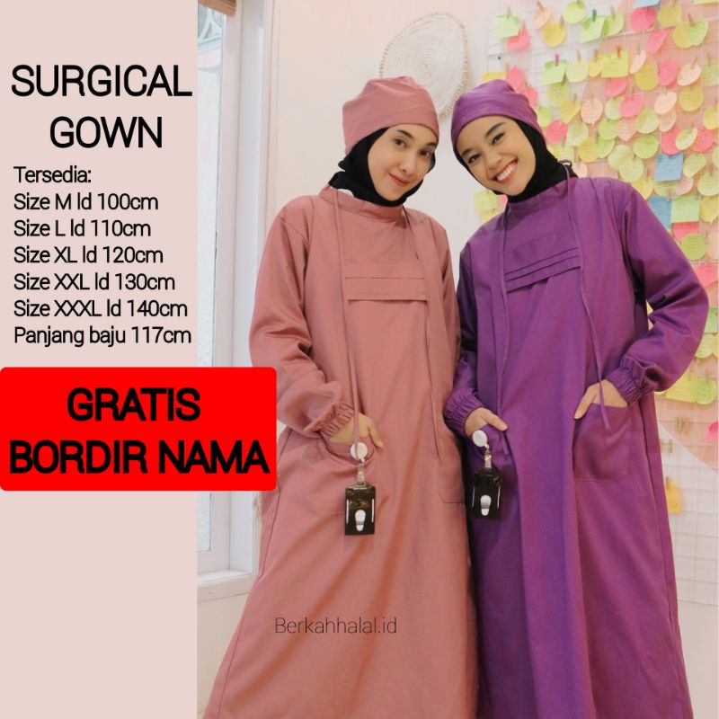 NEW [FREE BORDIR NAMA] SURGICAL GOWN / BAJU OPERASI/ GOWN APD/ GOWN MEDIS 4N154