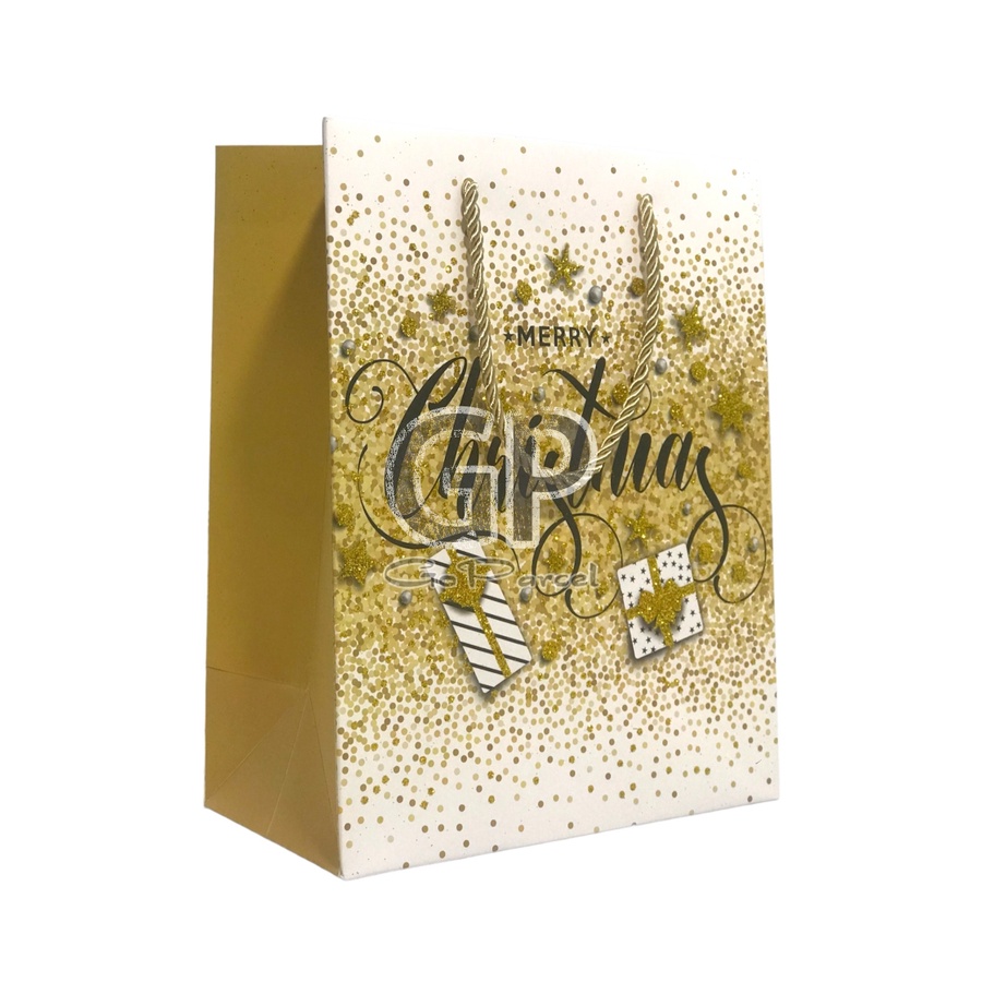 ( Ecer 1 Pc ) PAPERBAG CHRISTMAS - TAS KADO SHOPPING JINJING / SOUVENIR GOODIE BAG NATAL GLITTER
