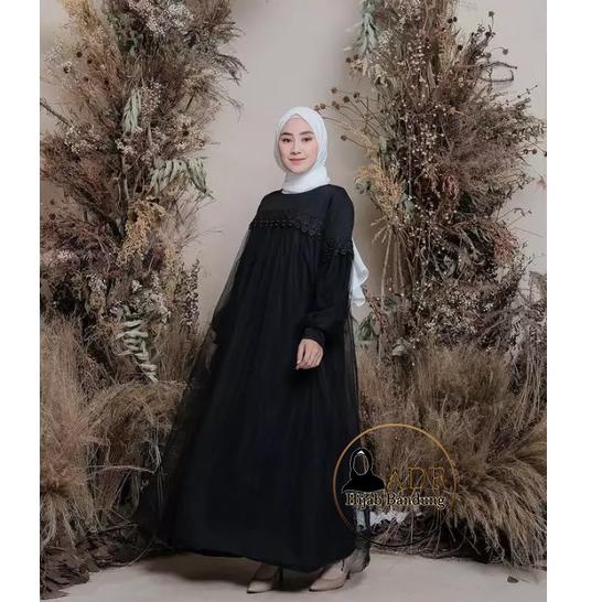NURAINI MAXI DRESS IMPORT | Gamis Muslim Murah Perempuan BROKAT TILE Cantik RENDA IMPORT TERBARU ✩ 8