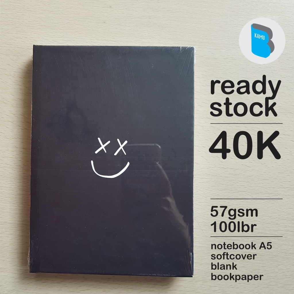 

[57/72/90 gsm] A5 Notebook Buku Catatan Diary Jurnal Bookpaper Polos - Black Smiley