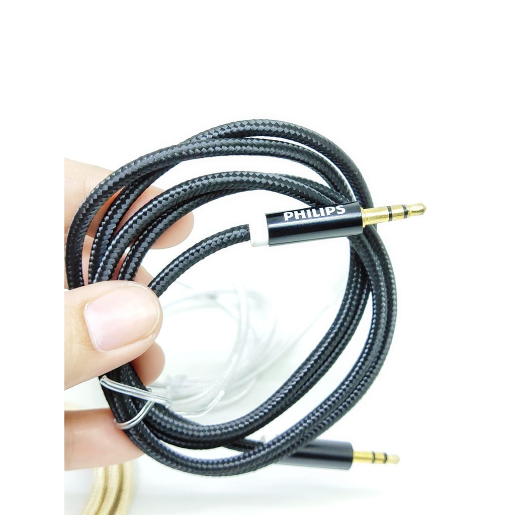 Kabel AUX PHILIPS Tali Sepatu 1 Line 100cm Auxiliary Cable 3.5mm Male to Male Headphone Jack