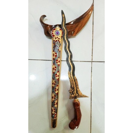 Keris Nogo Sosro Kinatah Emas Warangka Topeng Motif Naga Istimewa