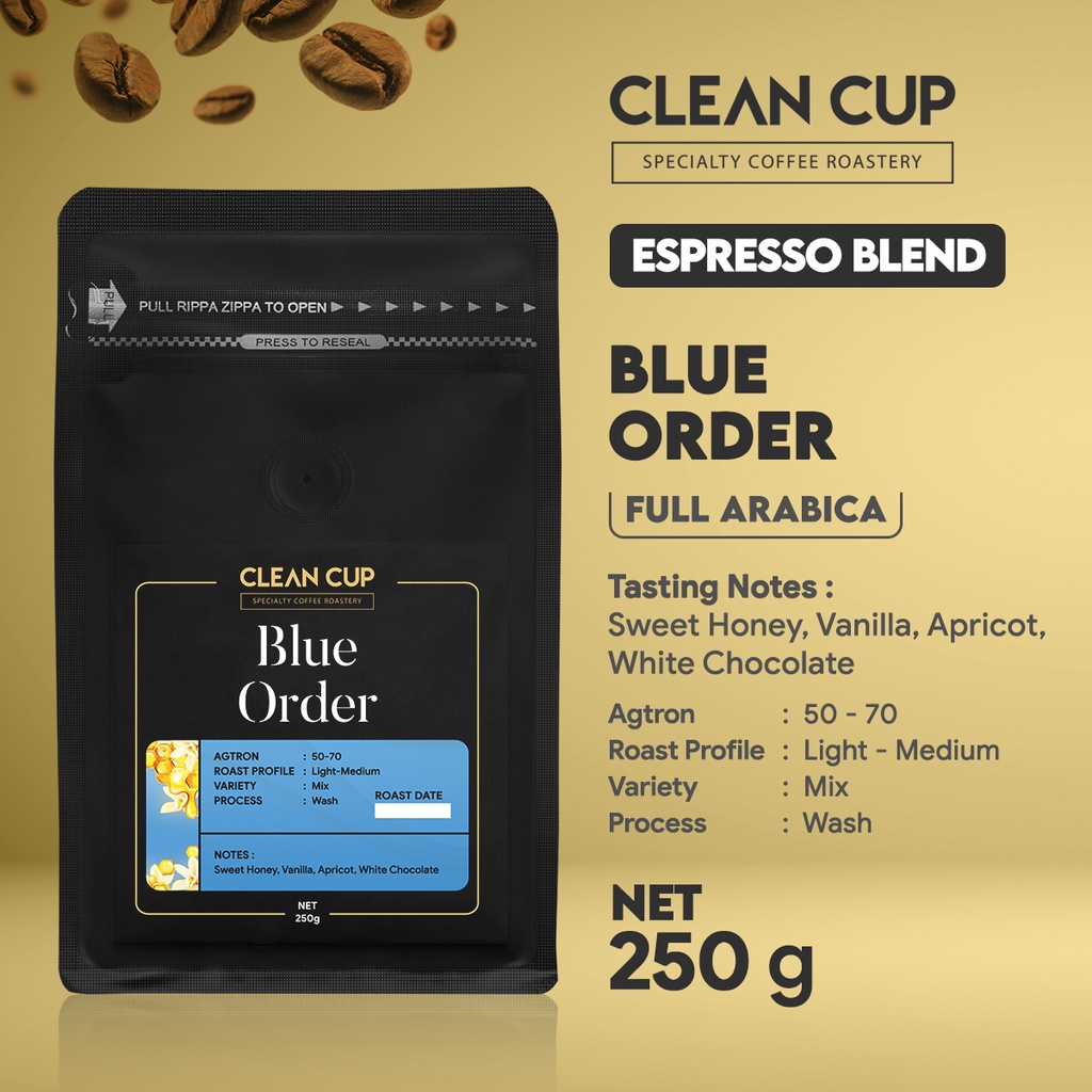 

Kopi Clean Cup Blue Order House Blend Whole Bean 250gr