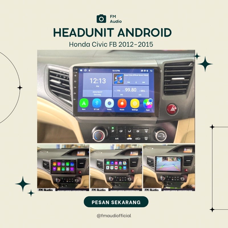 Headunit android 9 Inch OEM Honda Civic FB