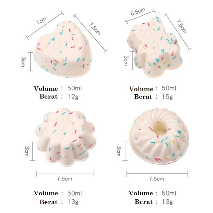 Cup Silikon Tebal Muffin Bento Cupcake Silicone Bear Bunga Pumpkin Hati