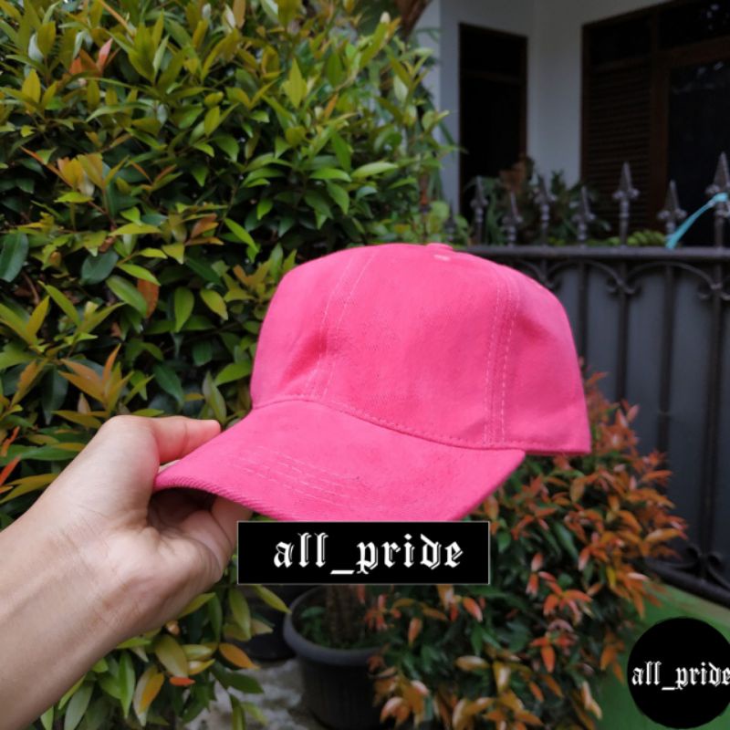 Topi Baseball Pink Fanta / Fuschia Polos Polo Cap Distro Pria Wanita Dewasa Bahan Rafel Pengait Cako