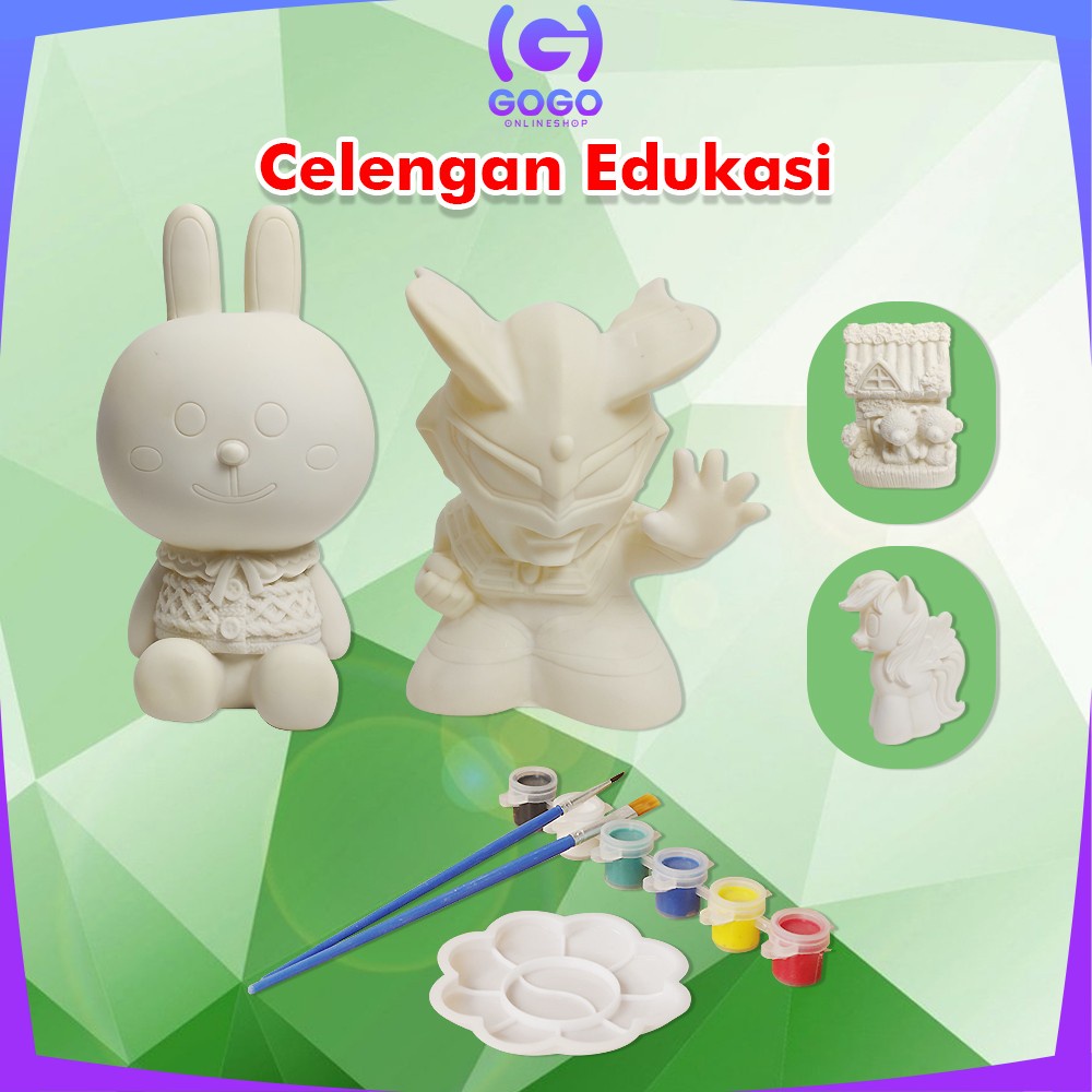 GOGO-M255 Celengan Anak Lukis Karakter / Mainan Edukasi Paket Melukis Anak / Celengan Unik Mewarnai / Tabungan Anak Lucu