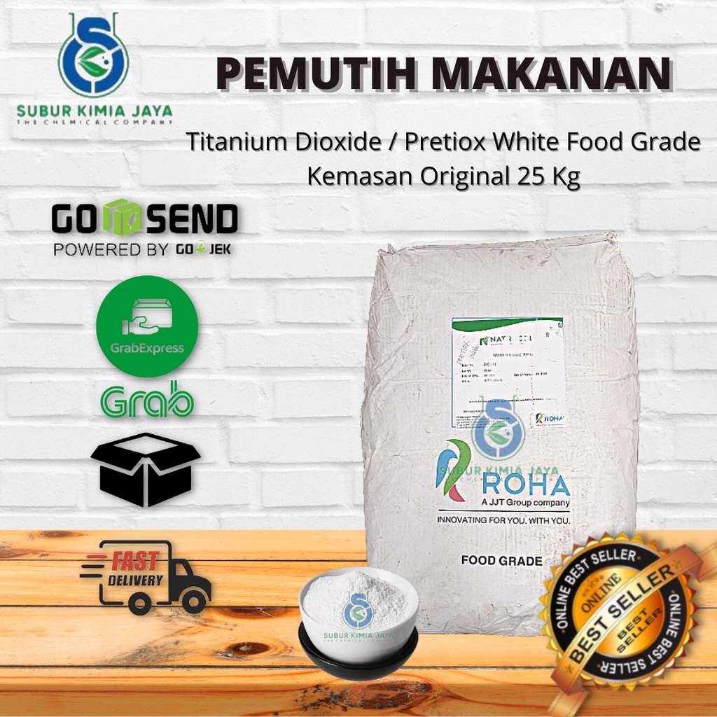 

Titanium Dioxide food grade/Pemutih makanan/pretiox white 25 KG