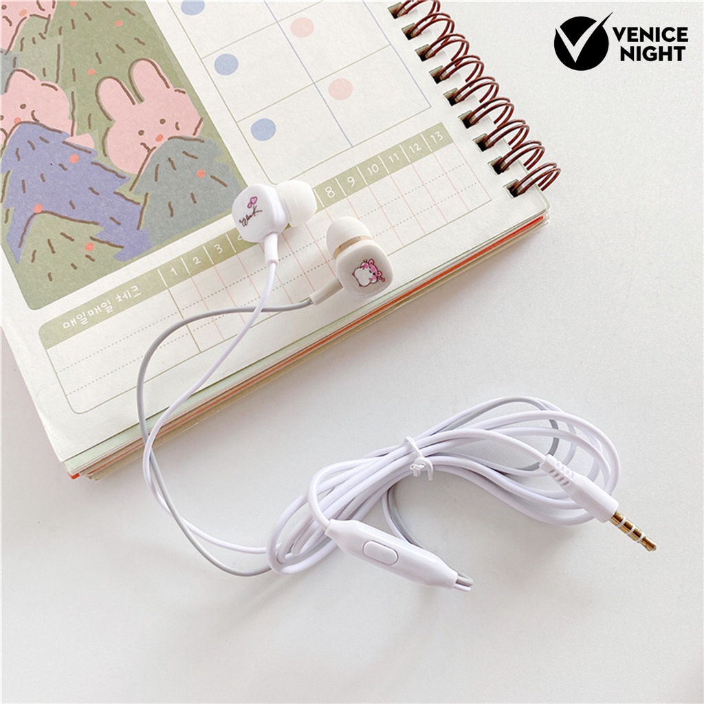 (VNEP) (Berkabel) Universal Headphone Stereo Bass In-ear Headset Headphone dengan Kotak Penyimpanan Kartun untuk Musik