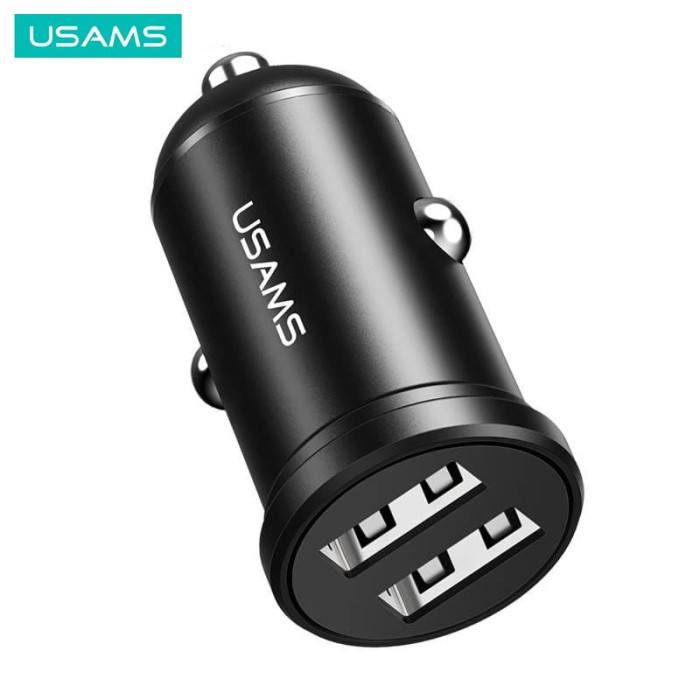 USAMS C20 ADAPTER CHARGER MOBIL DUAL USB MINI 2.4A CAR CHARGER