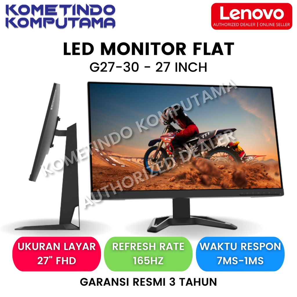 G27-30 27&quot; LED Monitor Gaming Lenovo FHD DP HDMI 165Hz 99%sRGB Garansi Resmi ORIGINAL 100%