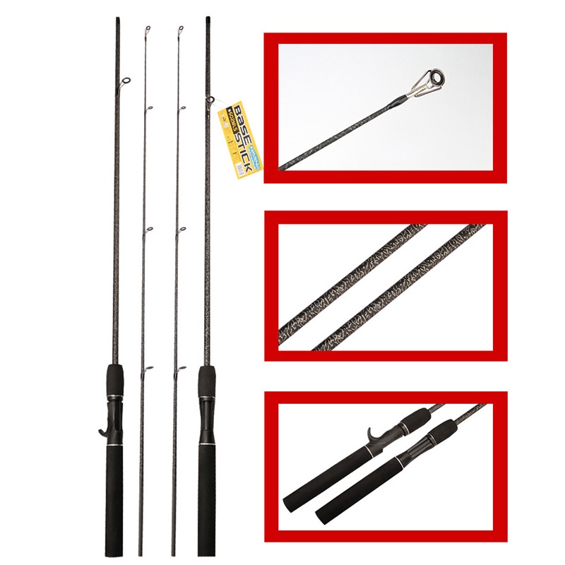 Joran Pancing Carbon Fiber Telescopic 2 Segments 1.65M/1.8M Fishing Rod Carbon Fiber Spinning &amp; Casting Fishing Pole 2 Section