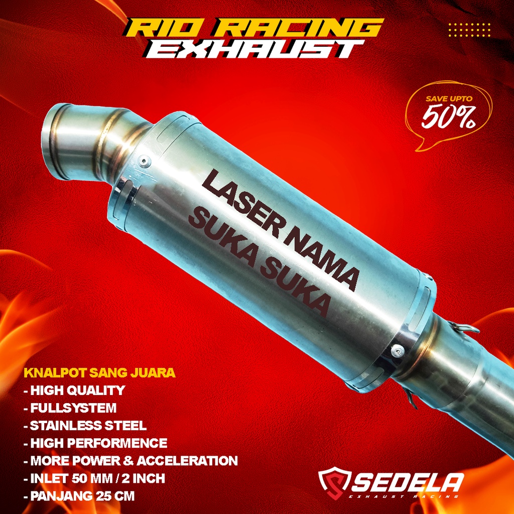 SLINCER SILINCER KNALPOT RACING SEDELA RACING EXHAUST FREE LASER NAMA